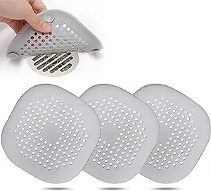 Photo 1 of 3 Pack Shower Hair Drain Catcher,Prevent Clogged Drains,Square Hair Drain Cover for Shower Silicone Hair Stopper with Suction Cup,Easy to Install Suit for Bathroom,Bathtub,Kitchen