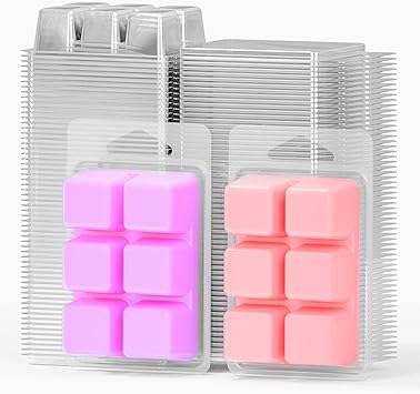 Photo 1 of 100 Pack Wax Melt Containers with 6 Cavity Clear Plastic Wax Melt Clamshell for DIY Wax Melt Candles, Shape (Square)