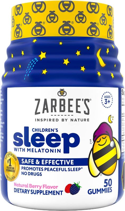 Photo 1 of Zarbee's Kids 1mg Melatonin Gummy; Drug-Free & Effective Sleep Supplement for Children Ages 3 and Up; Natural Berry Flavored Gummies; 50 Count
