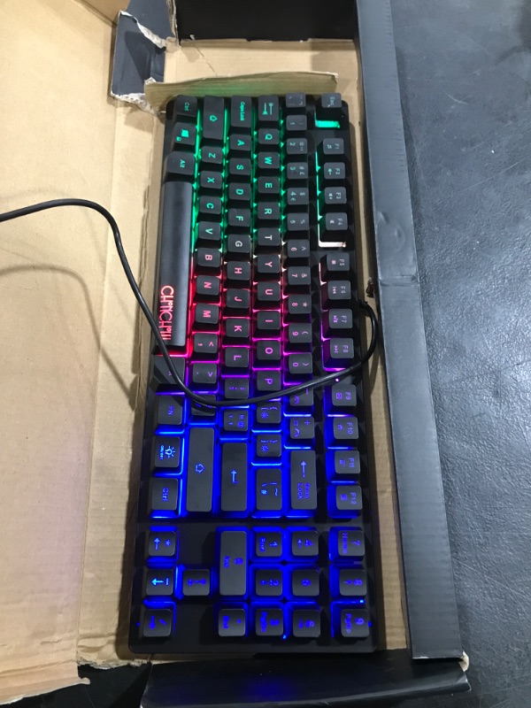 Photo 2 of (read comments)Gaming LED Keyboard and Mouse Combo,Compact 89 Keys with Numbric Tenkeys Pad,Rainbow Backlit,Ergonomic Mice 2 Side-Button USB Wired 75% Mechanical Feel for Computer PC Laptop PS4 With Numpad. (read comments)