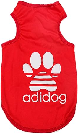 Photo 1 of ALejoN Dog Shirts with Letters Soft Pet Clothes Breathable Summer Red Vest for Small Puppy and Stretchy Cat Apparel VERY SMALL