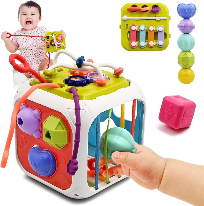 Photo 1 of Baby Toys 12 18 Months, Sensory Montessori Toys for 1 2 Year Old Boy Girl Gifts, 7 in 1 Multifunction Educational Toys with Shape Sorter Stacking Blocks for Toddlers Birthday Gifts
