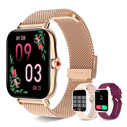 Photo 1 of Iaret Smart Watch for Women(Call Receive/ Dial), Fitness Tracker Waterproof Smartwatch for Android iOS Phones 1.7" HD Full Touch Screen Digital Watches with Heart Rate Sleep Monitor Pedometer, Gold