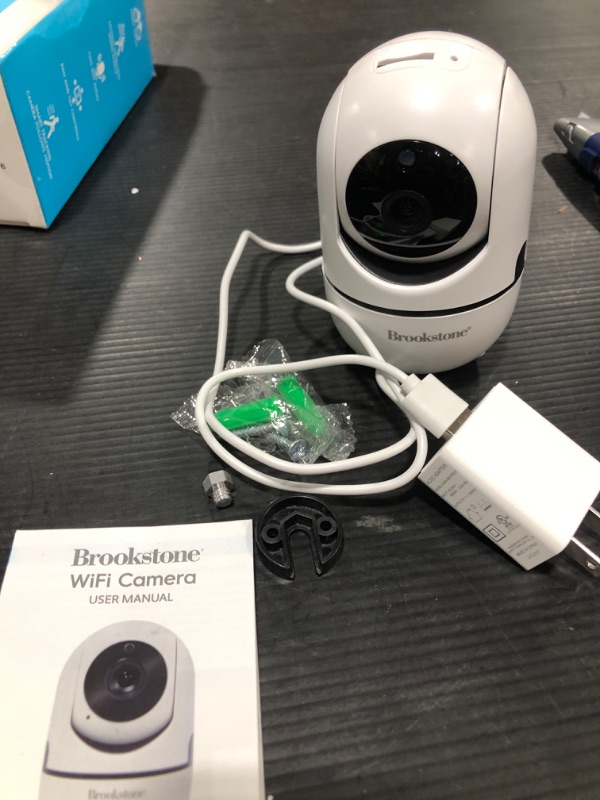 Photo 2 of Brookstone Tilt and Pan WiFi Camera, White - Smart Home Security System with Night Vision, Motion Detector, Audio Speaker, Android/iOS App, and Live HD Video Feed
