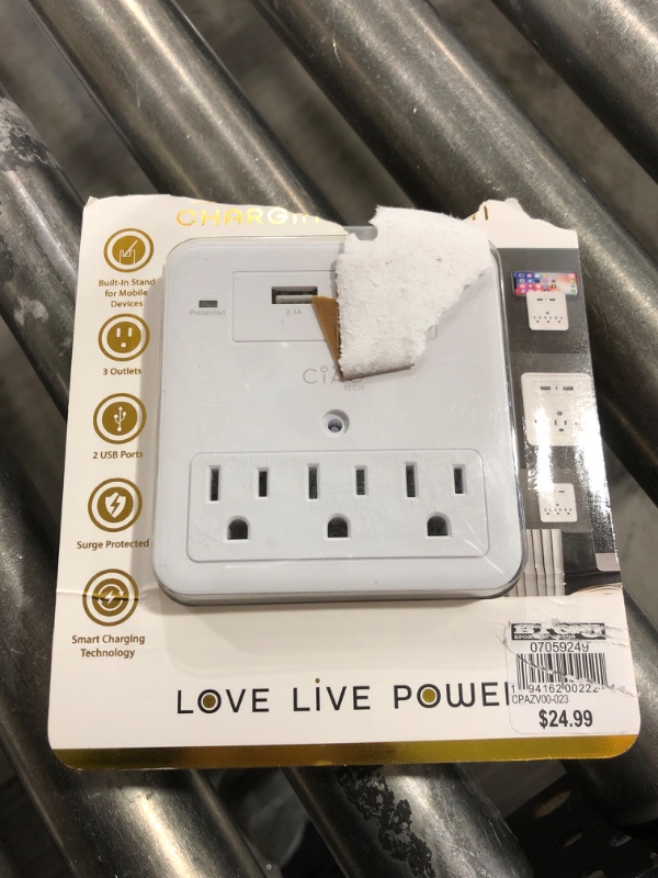 Photo 2 of CIAO Tech 3 Outlet 2 USB Ports 3.1A Rapid Charge with 540 Joules Surge Protection