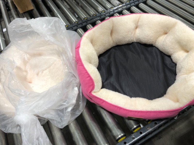 Photo 1 of 22 INCH ROUND FUZZY PET BED, PINK