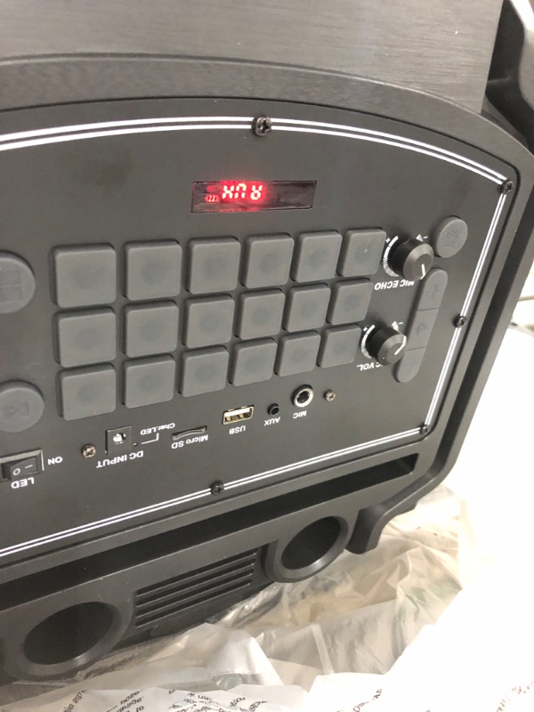 Photo 4 of Portable Bluetooth PA Speaker System - 800W 10” Rechargeable Speaker, TWS, Party Light, LED Display, FM/AUX/MP3/USB/SD, Wheels - Wireless Mic, Remote Control, Tablet Holder Included - Pyle PHP210DJT Speaker System 800W