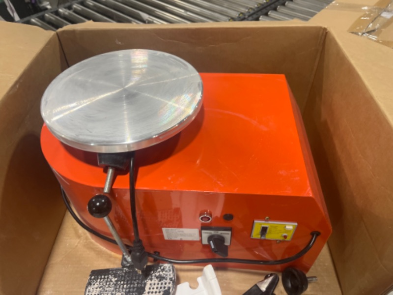 Photo 1 of 25CM Pottery Wheel Forming Machine 350W Electric DIY Clay Tool with Foot Pedal and Detachable Basin for Ceramic Work Art Craft Orange MISSING ACCESORIES
