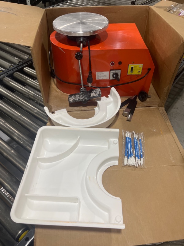 Photo 2 of 25CM Pottery Wheel Forming Machine 350W Electric DIY Clay Tool with Foot Pedal and Detachable Basin for Ceramic Work Art Craft Orange MISSING ACCESORIES
