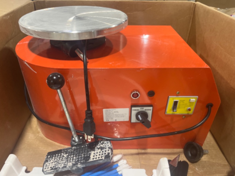 Photo 1 of 25CM Pottery Wheel Forming Machine 350W Electric DIY Clay Tool with Foot Pedal and Detachable Basin for Ceramic Work Art Craft Orange MISSING ACCESORIES
