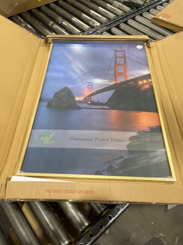 Photo 1 of FrameWorks 20” x 30” Gold Brushed Aluminum Poster Picture Frame with Plexiglass 1-Pack Gold 20"x30"