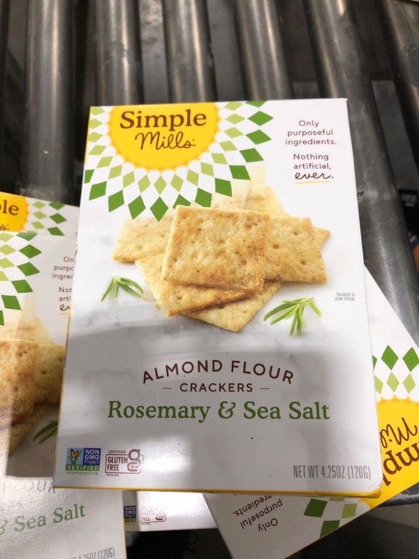 Photo 2 of (2boxes) Simple Mills Almond Flour Crackers, Rosemary & Sea Salt - Gluten Free, Vegan, Healthy Snacks, 4.25 Ounce (Pack of 1) Rosemary & Sea Salt 4.25 Ounce (Pack of 1)