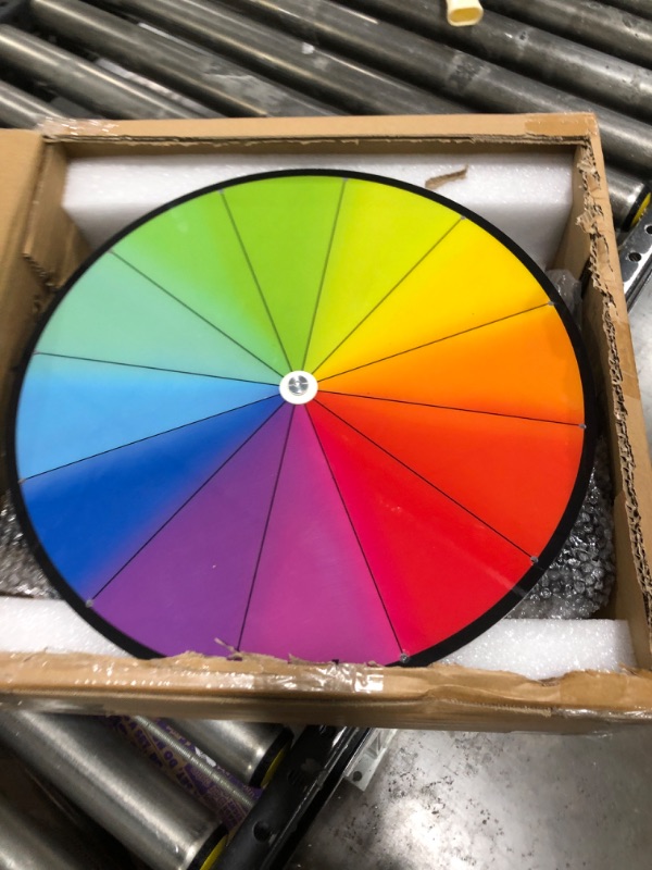 Photo 2 of 16 Inch Prize Wheel - Spinning Wheel with Folding Tripod Floor Stand, Height Adjustable Wheel Spinner, 12 Color Slots Raffle Wheel with 2 Dry Erase Markers & Eraser for Carnival, Fortune Spinning Game