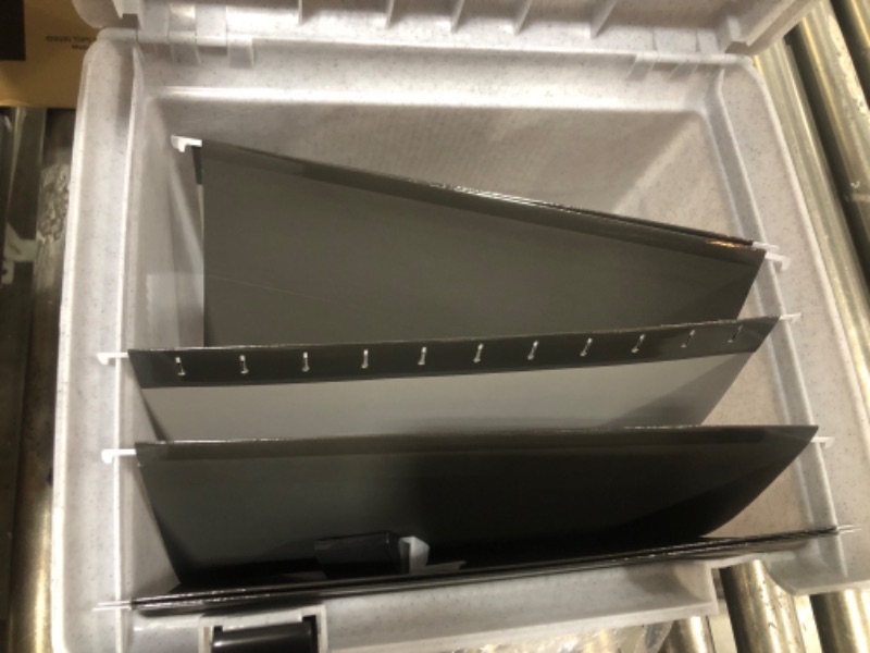 Photo 1 of Pendaflex Portable File Box with File Rails, Hinged Lid with Double Latch Closure, Granite, 3 Black Letter Size Hanging Folders Included (41747AMZ)
