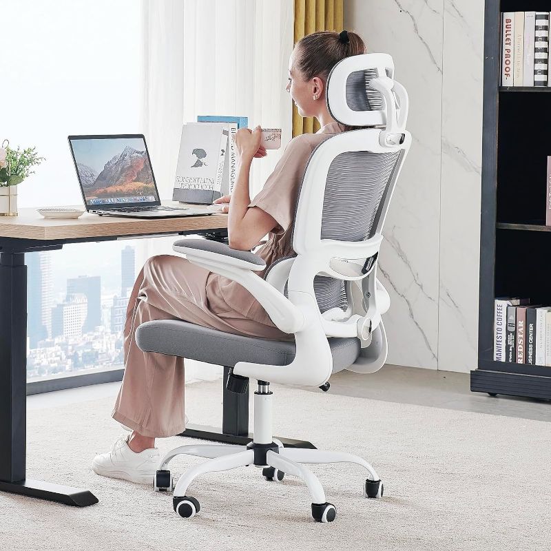 Photo 1 of  TRALT Office Chair Ergonomic Desk Chair, 330 LBS Home Mesh Office Desk Chairs with Wheels, Comfortable Gaming Chair, High Back Office Chair for Long Hours, Office Chair for Study and Work (White) 