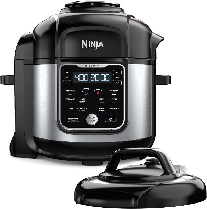 Photo 1 of  Ninja OS401 Foodi 10-in-1 XL 8 qt. Pressure Cooker & Air Fryer that Steams, Slow Cooks, Sears, Sautés, Dehydrates & More, with 5.6 qt. Cook & Crisp Plate & 15 Recipe Book, Silver 