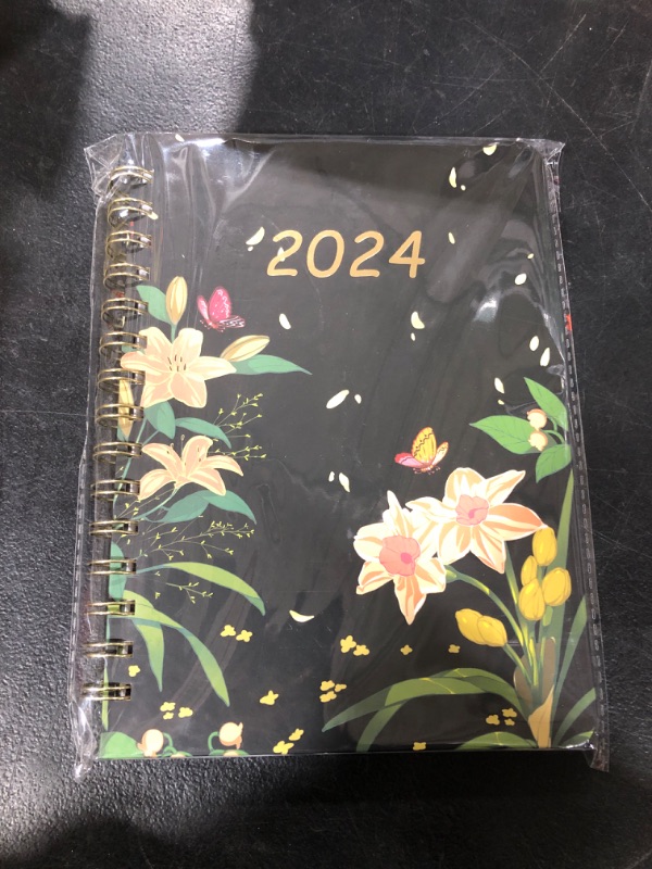 Photo 2 of 2024 Planner-2024 Weekly and Monthly Planner Spiral-Bound from Jan. 2024 - Dec. 2024 6.4" x 8.5" Daily Hardcover Planner with Tabs+Back Pocket+Elastic Closure+Thick Paper Perfect Organizer Planner