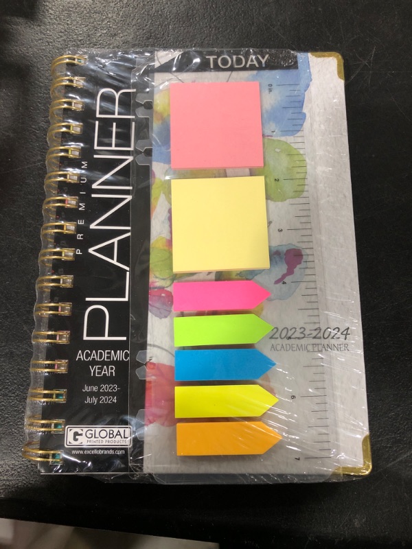 Photo 2 of HARDCOVER Academic Year 2023-2024 Planner: (June 2023 Through July 2024) 5.5"x8" Daily Weekly Monthly Planner Yearly Agenda. Bookmark, Pocket Folder and Sticky Note Set (Watercolor Butterflies) MEDIUM: 5.5" x 8"