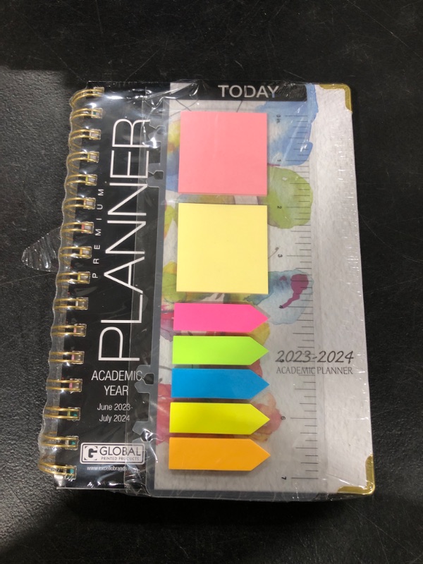 Photo 2 of HARDCOVER Academic Year 2023-2024 Planner: (June 2023 Through July 2024) 5.5"x8" Daily Weekly Monthly Planner Yearly Agenda. Bookmark, Pocket Folder and Sticky Note Set (Watercolor Butterflies) MEDIUM: 5.5" x 8"