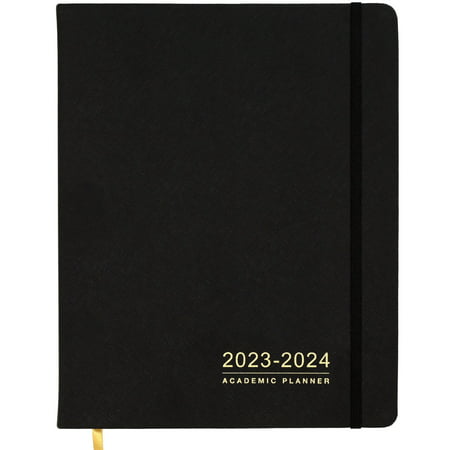 Photo 1 of Global Printed Products Academic Year 2023-2024 Weekly Monthly Planner 8 X10 : 14 Months AY June 2023 - July 2024 Black Textured Cover
