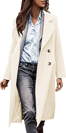 Photo 1 of Danedvi Womens Double Breasted Peacoats Natch Lapel Collar Jacket Winter Long Trench Coat XL