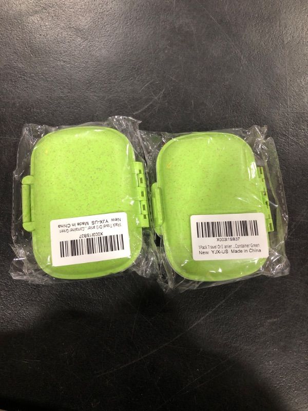 Photo 2 of 1Pack Travel Pill Organizer, 8 Compartments Portable Pill Case, Small Pill Box for Pocket Purse Portable Medicine Vitamin Container Green (2pks)