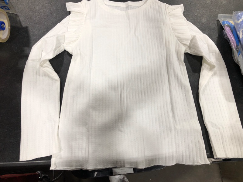 Photo 1 of Imily Bela Girls Ruffle Shoulder Long Sleeve Crewneck Ribbed Knit Fashion Pullover Sweater Tops 5-14 Years Size 160