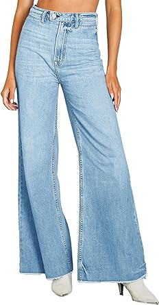 Photo 1 of PLNOTME Women's Baggy Wide Leg Jeans High Waisted Loose Boyfriend Jeans Denim Pants -- SIZE 8