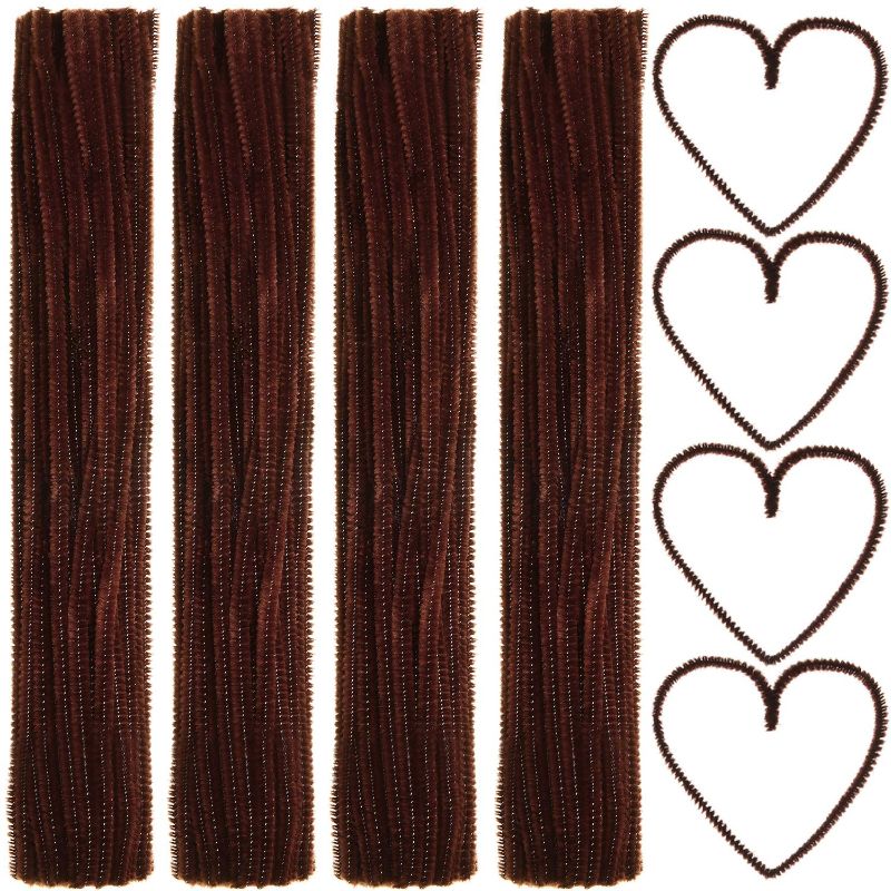 Photo 1 of 400 Pieces Pipe Cleaners Jumbo Chenille Stem Fluffy Chenille Stem for DIY Art Craft (Dark Brown) 