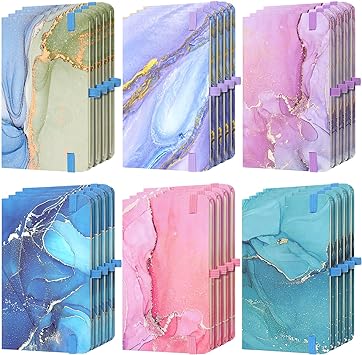 Photo 1 of Qeeenar 24 Pieces Pocket Notebook Journals with Pen Holder A6 Cute Small Journal Notebook Ruled Lined Mini Notepad Hardcover Executive Notebooks Set for School Office, 3.7 x 5.7'', 6 Styles
