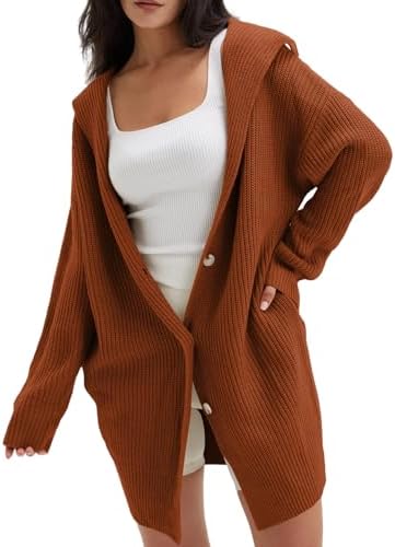 Photo 1 of DEEP SELF Women's Long Sleeve Open Front Cardigan 2023 Fall Casual Loose Button Down Lapel Knit Sweater Coat with Pockets
SMALL