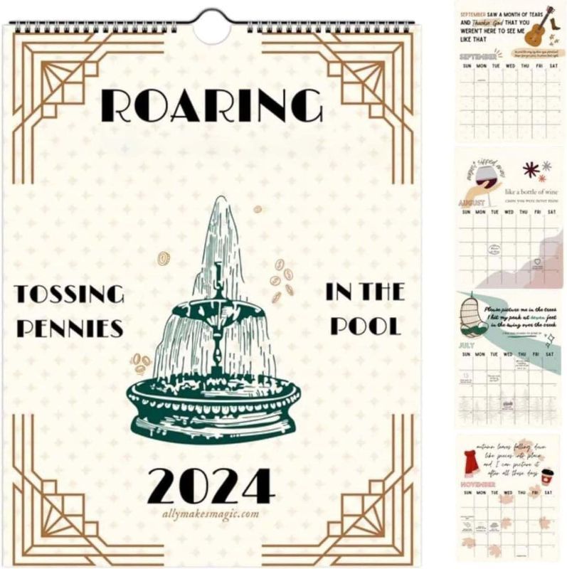 Photo 1 of 2024 Roaring Twenties Calendar Wall Calendar, 2024 TS Lyrics Calendar, 2024 Lyric Calendar TS Roaring Twenties Calendar, 12 Monthly Calendar Planner
