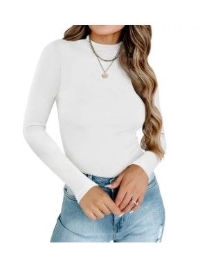 Photo 1 of Adreamly Women's Mock Turtleneck Long Sleeve Ribbed Knit Slim Fit T Shirt Pullover Tops XL