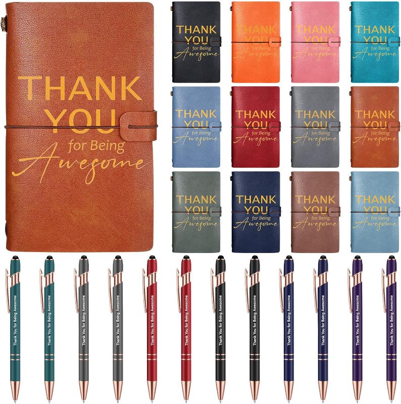 Photo 1 of Yeaqee 24 Pcs Employee Thank You Gifts, Thank You for Being Awesome Employee Appreciation Gifts 12 Leather Notebook and 12 Pen, 4.7 x 7.9 Journal Appreciation Gifts for Employee Women Men 
