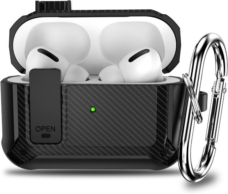 Photo 1 of Wustentre Case for Airpods Pro 2nd Generation Case Cover with Lock Lid, Rugged Airpod Pro 2 Case with Keychain for Men Women, Military Protective Case for Airpods Pro & AirPods Pro 2 Gen