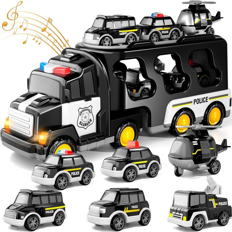 Photo 1 of Doloowee Police Truck Toys Toddlers 3 4 5 6 Years Old, 7 in 1 Truck Friction Power Toy Car Christmas Birthday Gifts for Boys & Girls 3-5 Years Old
