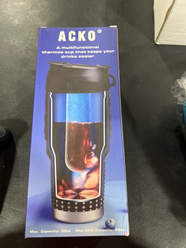 Photo 2 of Acko Tumbler with Coffee Chiller, Stainless Steel Insulated Tumbler, Reusable for Coffee/Tea/Beverage, 30oz (Black)