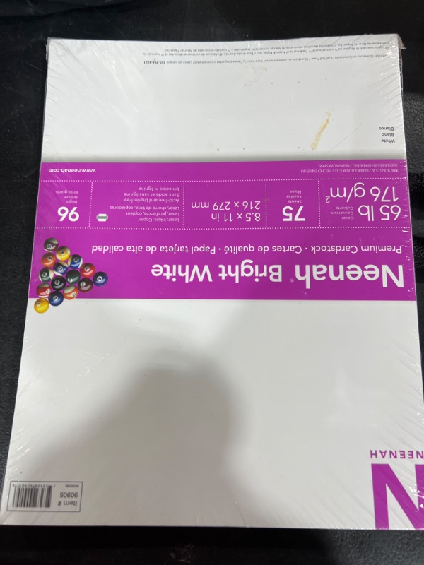 Photo 2 of Astrobrights/Neenah Bright White Cardstock, 8.5" x 11", 65 lb/176 gsm, White, 75 Sheets (90905-02) - Packaging May Vary