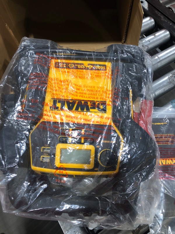 Photo 1 of DEWALT DXAEJ14 Digital Portable Power Station Jump Starter: 1400 Peak/700 Instant Amps, 120 PSI Digital Air Compressor, 3.1A USB Ports, Battery Clamps , Yellow