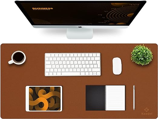 Photo 1 of K KNODEL Desk Mat, Mouse Pad, Desk Pad, Waterproof Desk Mat for Desktop, Leather Desk Pad for Keyboard and Mouse, Desk Pad Protector for Office and Home (Brown, 35.4" x 17")
