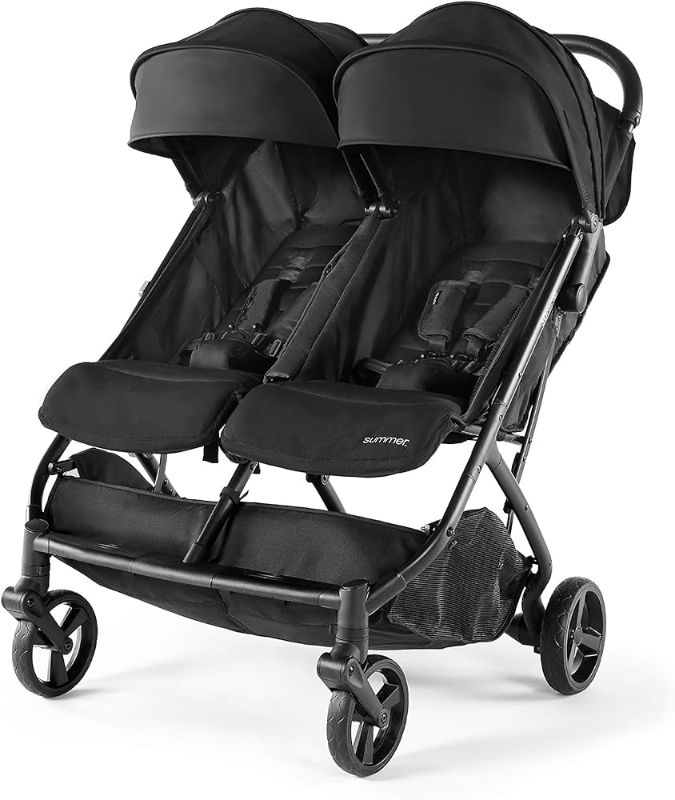 Photo 1 of  Summer Infant 3Dpac CS+ Double Stroller, Black – Car Seat Compatible Lightweight Baby Stroller with Convenient One-Hand Fold, Reclining Seats, Two Extra-Large Canopies & Parent Friendly Features 