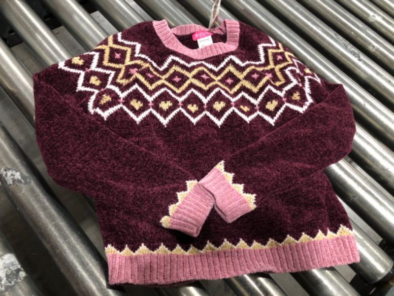 Photo 2 of Zunie Girl Girls Holiday Sweater Size M 7/8 Burgandy
