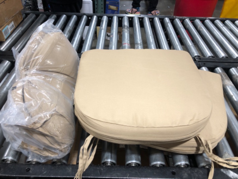 Photo 1 of D-Shaped Chair Cushions for Dining Chairs with Ties , Set of 4, Beige 4 CUSHIONS