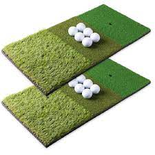 Photo 1 of 2 Pack Golf Hitting Mat Practice Golf Mat 3 in 1 Turf Grass Mat Foldable Golf Training Mat 11.8 x 23.6 Inch Golf Pad for Practice Realistic Fairway and Rough Mat for Golf Driving Chipping Putting