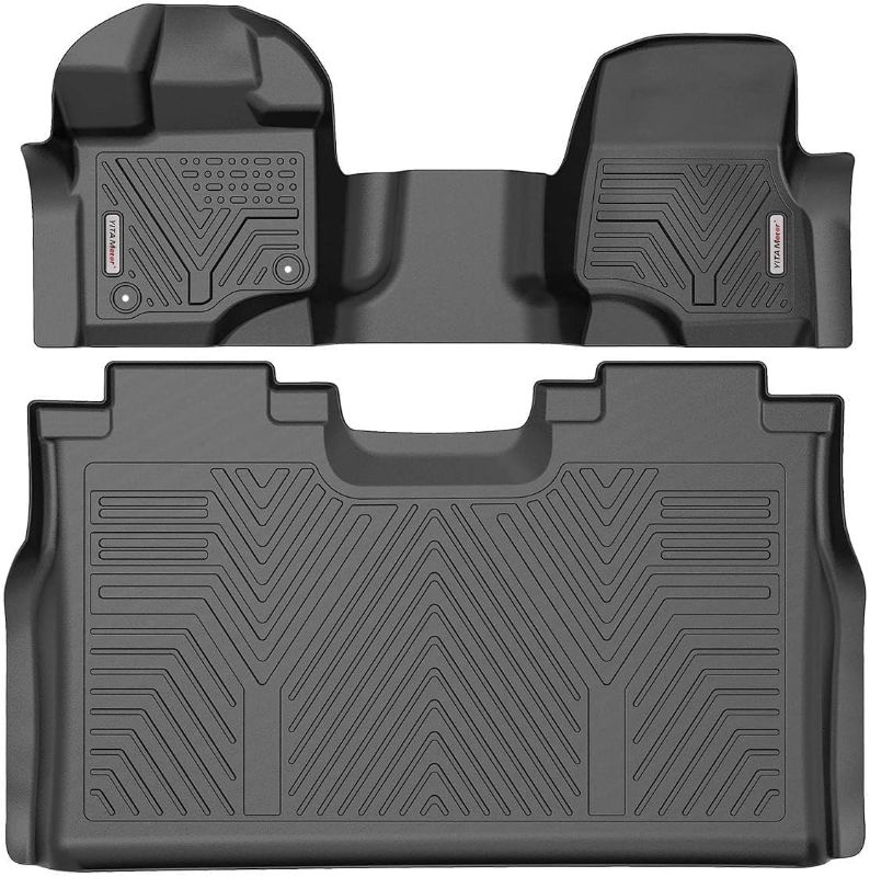 Photo 1 of  YITAMOTOR Floor Mats Compatible with Ford F150, Custom Fit Floor Liners for 2015-2024 Ford F-150 Super Crew Cab with 1st Row Bench Seats, 1st & 2nd Row All Weather Protection, black,Bench seating 