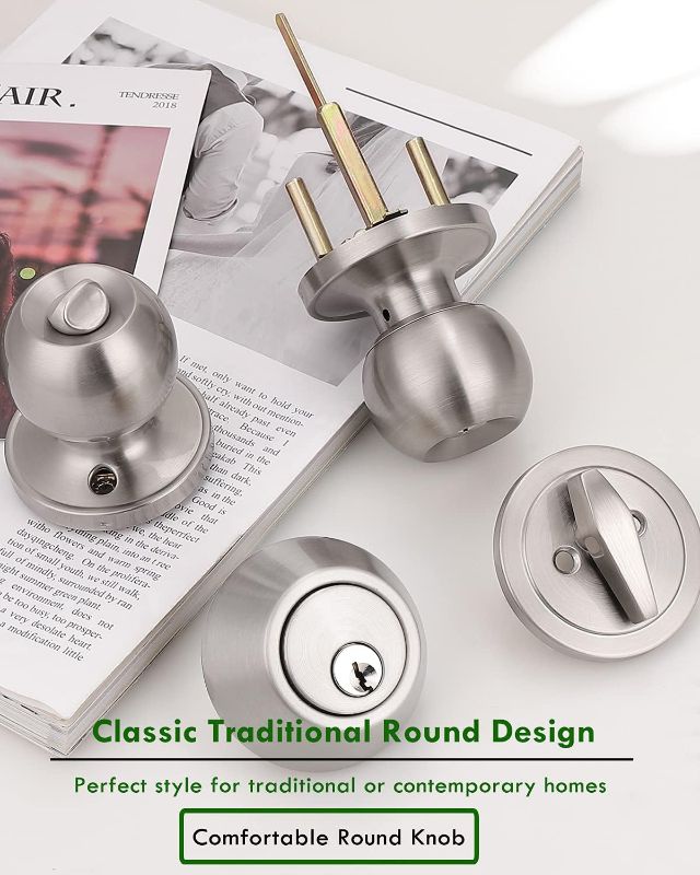 Photo 1 of  home improvement direct Entry Door Knobs and Single Cylinder Deadbolt Lock Combo Set Security for Entrance and Front Door with Classic Satin Nickel Finish 