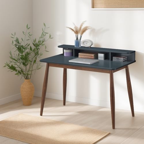 Photo 1 of Roundhill Furniture Roskilde Storage Wood Office Desk, Gray