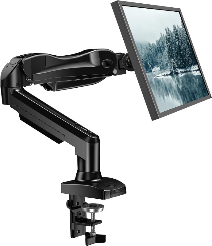 Photo 1 of HUANUO Single Monitor Mount, 13 to 32 Inch Gas Spring Monitor Arm, Adjustable Stand, Vesa Mount with Clamp and Grommet Base - Fits 4.4 to 19.8lbs LCD Computer Monitors 