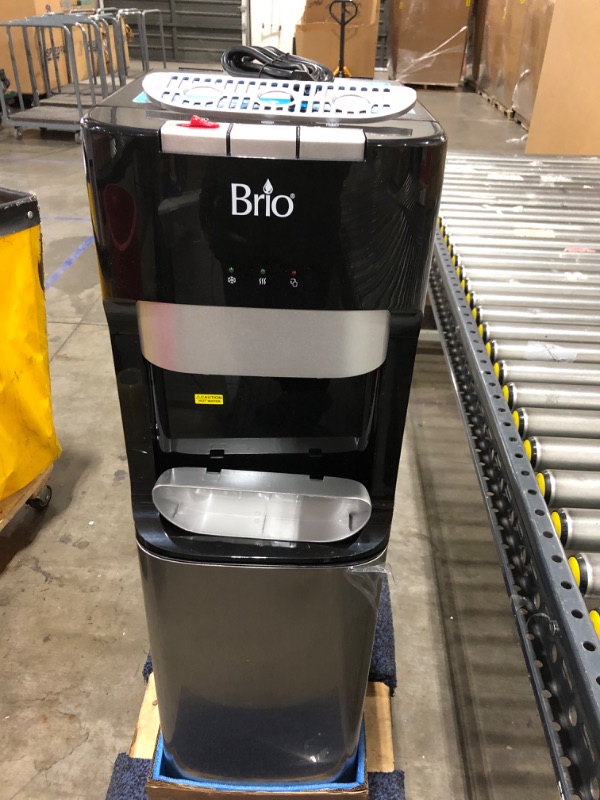 Photo 2 of  Brio Bottom Loading Water Cooler Dispenser for 5 Gallon Bottles - 3 Temperatures with Hot, Room & Cold Spouts, Child Safety Lock, LED Display with Empty Bottle Alert, Stainless Steel 