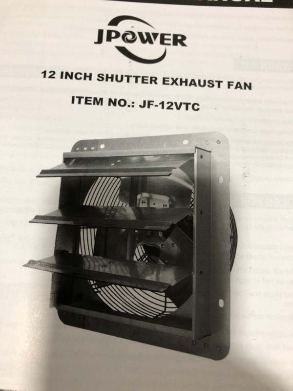 Photo 1 of 12" SHUTTER EXHAUST FAN